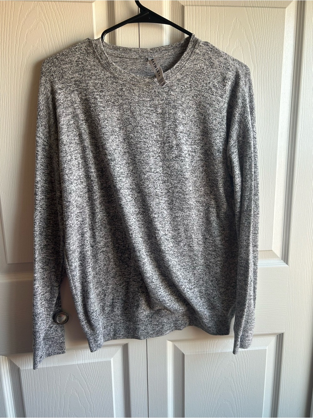 Athleta Heathered Gray Long Sleeve Crew Neck Pullover Top - Size XXS
